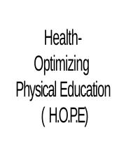 Health Optimizing Physical Education